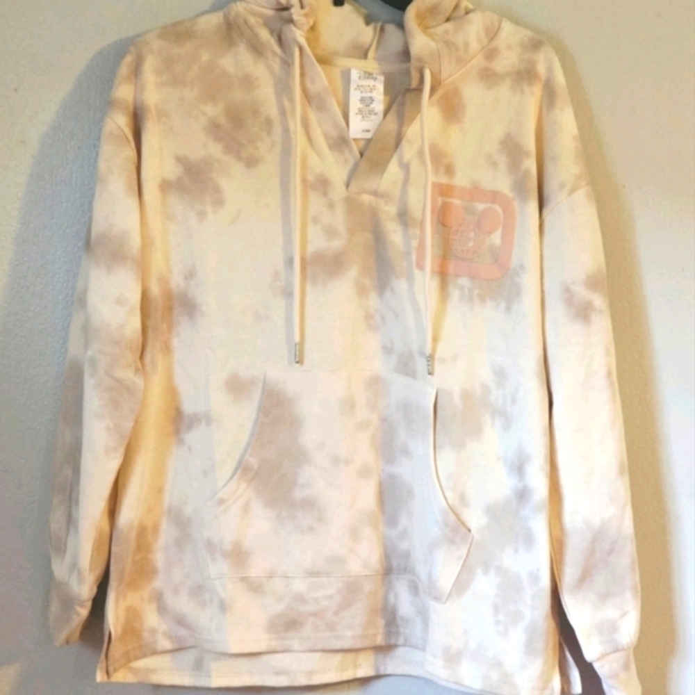 Disney Parks Women’s Disney World Hoodie Tan Color With Pink WDW Logo